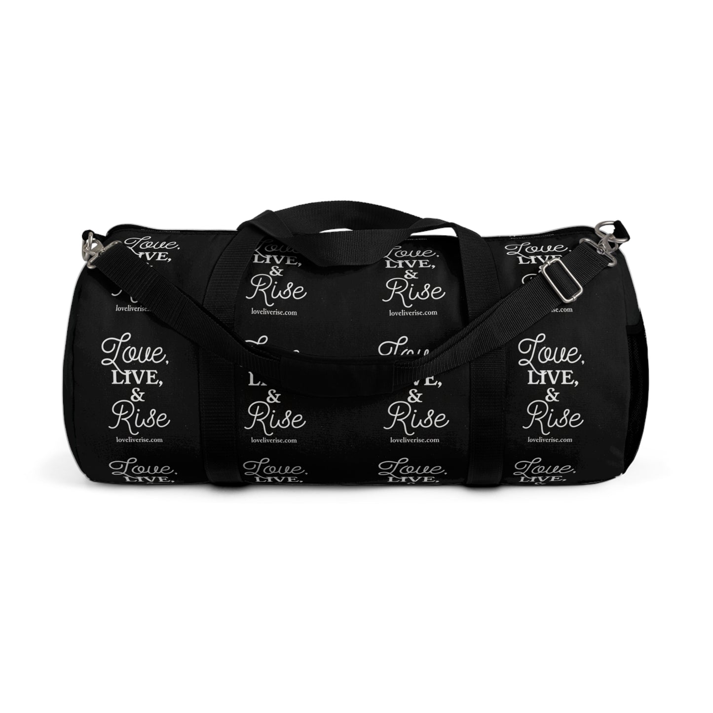 Inspirational Duffel Bag - Love Live & Rise, Gym Bag, Weekend Getaway Bag, Travel Bag, Workout Tote, Motivational Gift