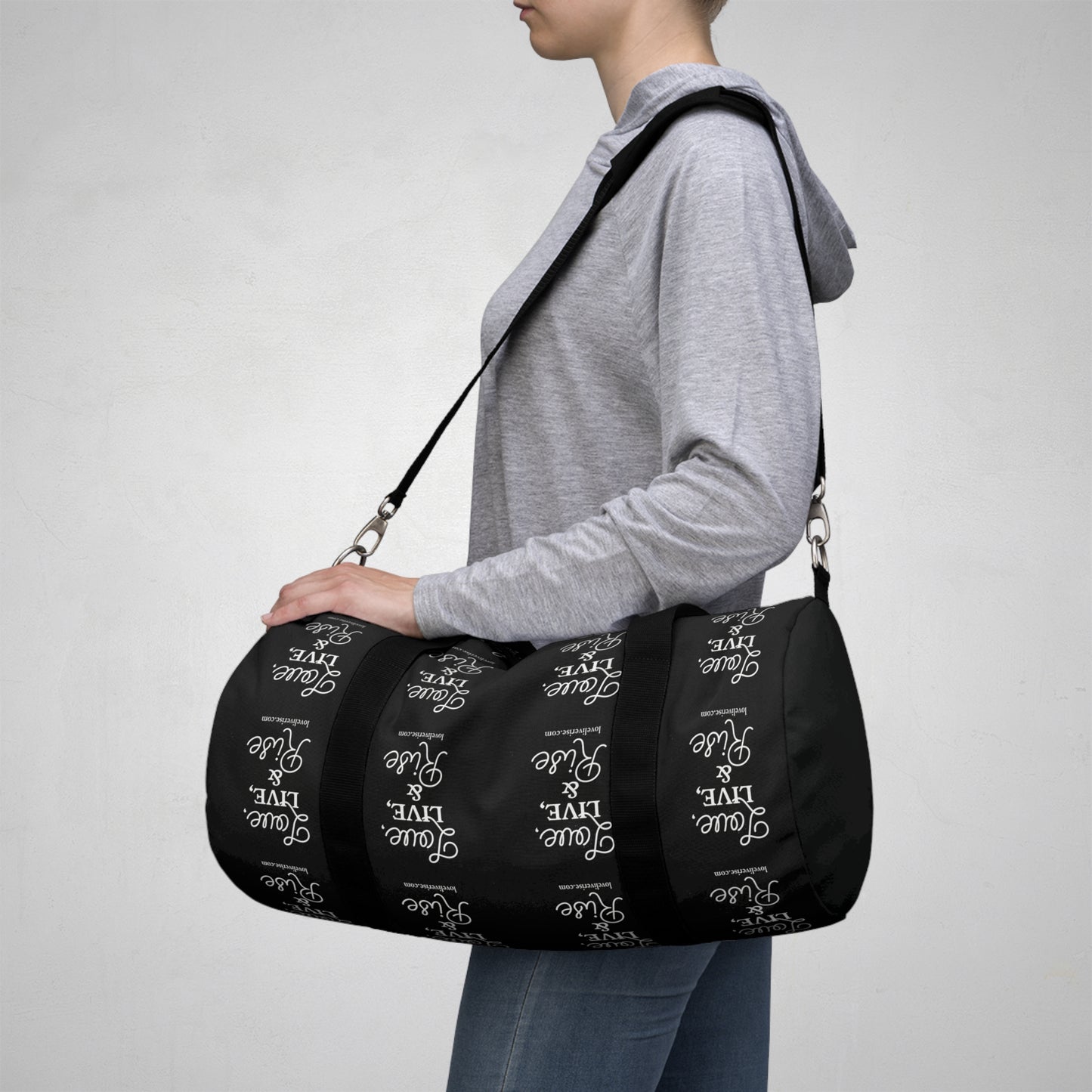 Inspirational Duffel Bag - Love Live & Rise, Gym Bag, Weekend Getaway Bag, Travel Bag, Workout Tote, Motivational Gift