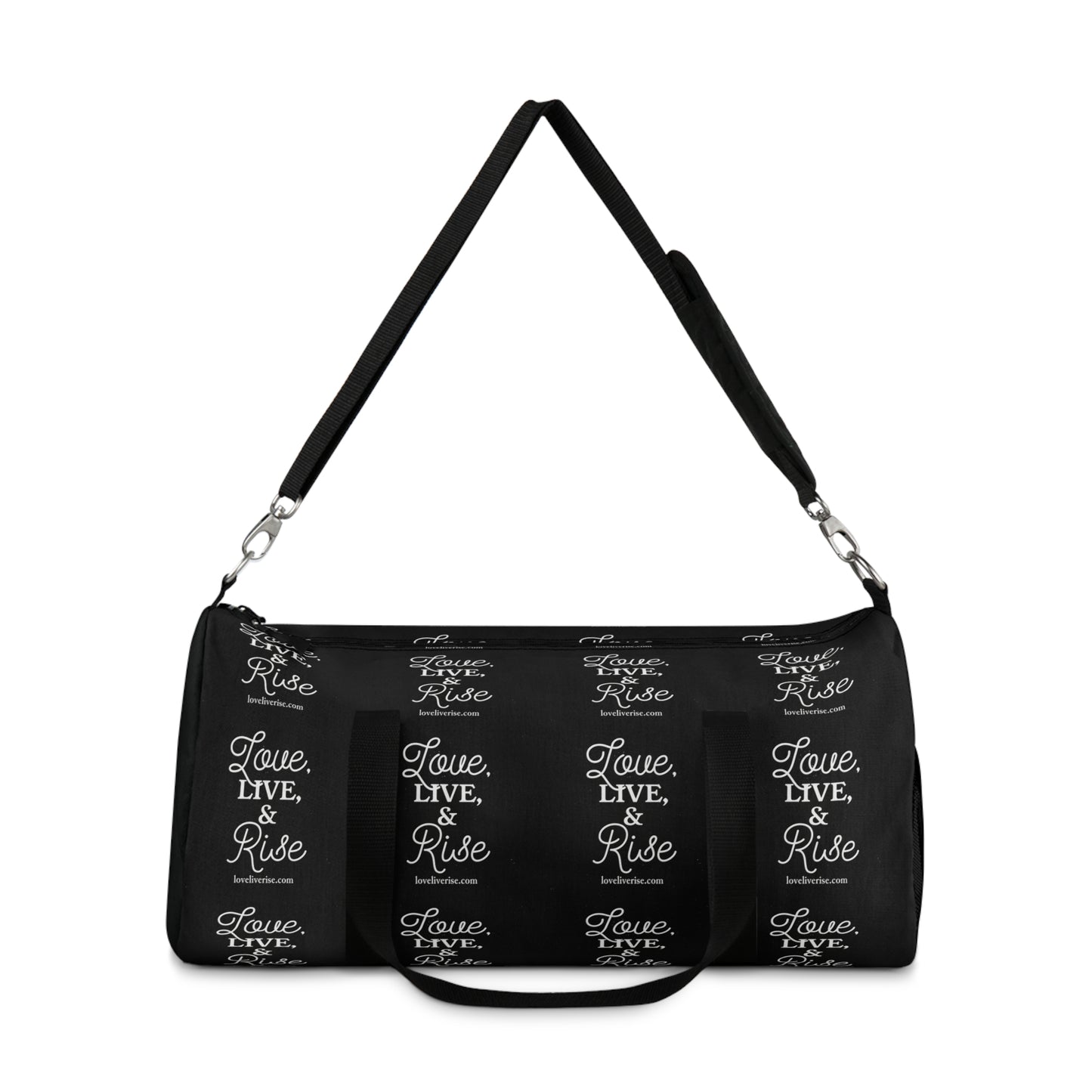 Inspirational Duffel Bag - Love Live & Rise, Gym Bag, Weekend Getaway Bag, Travel Bag, Workout Tote, Motivational Gift
