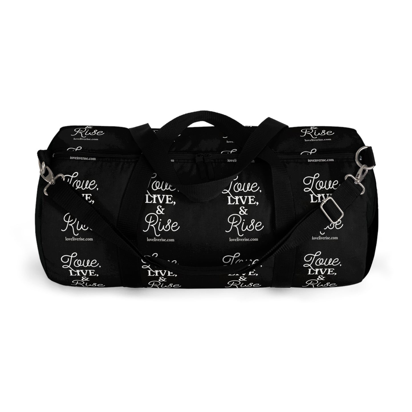 Inspirational Duffel Bag - Love Live & Rise, Gym Bag, Weekend Getaway Bag, Travel Bag, Workout Tote, Motivational Gift