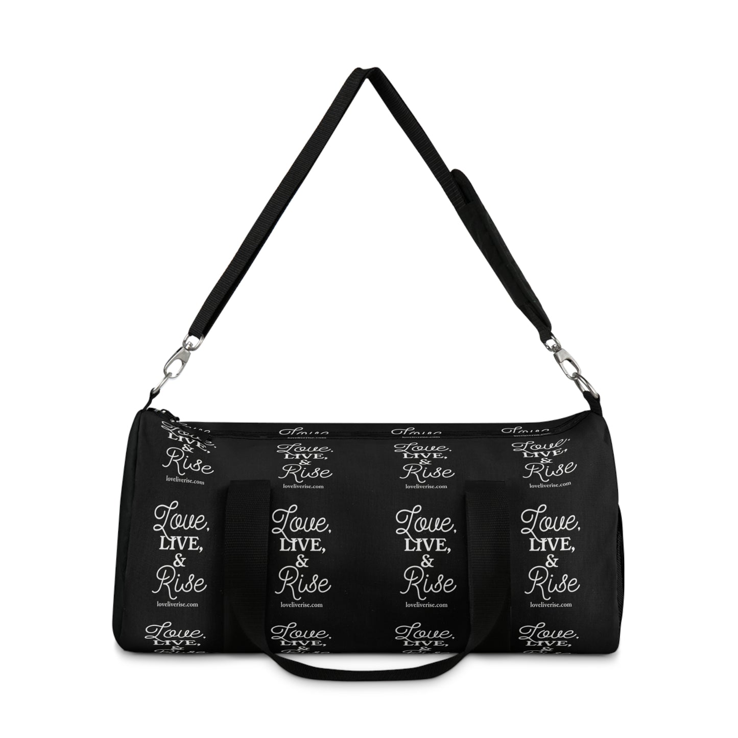 Inspirational Duffel Bag - Love Live & Rise, Gym Bag, Weekend Getaway Bag, Travel Bag, Workout Tote, Motivational Gift