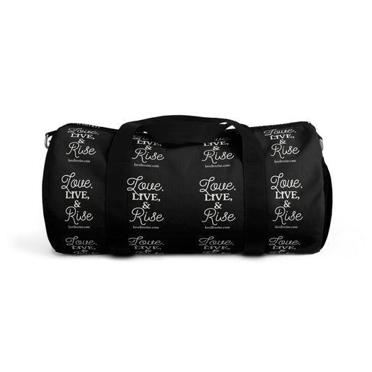 Inspirational Duffel Bag - Love Live & Rise, Gym Bag, Weekend Getaway Bag, Travel Bag, Workout Tote, Motivational Gift