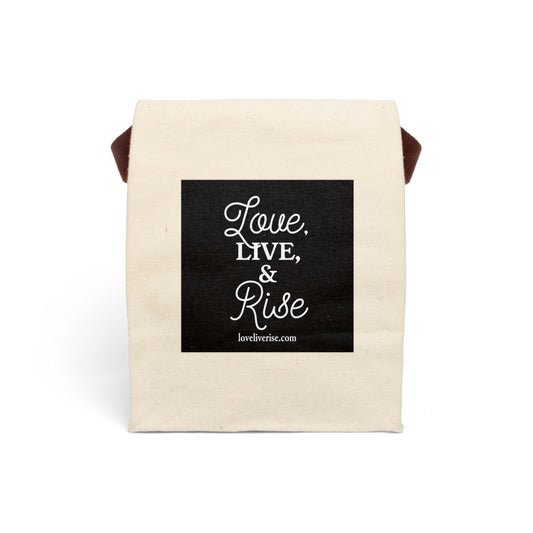 Inspirational Canvas Lunch Bag, Love Live Rise Tote, Eco-Friendly Lunchbox, Motivational Gift, Sustainable Food Carrier