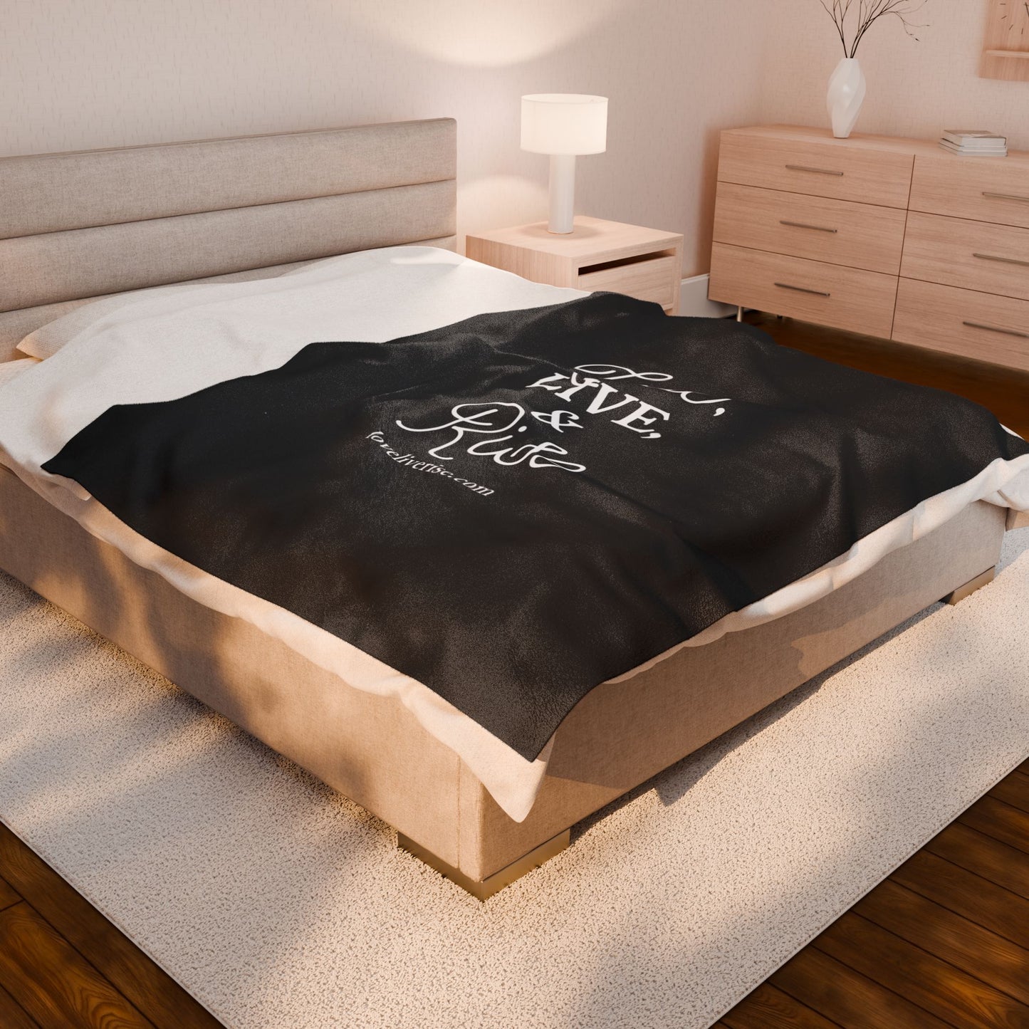 Cozy Inspirational Velveteen Plush Blanket, Soft Throw for Living Room, Motivational Gift, Home Decor, Love Live Rise