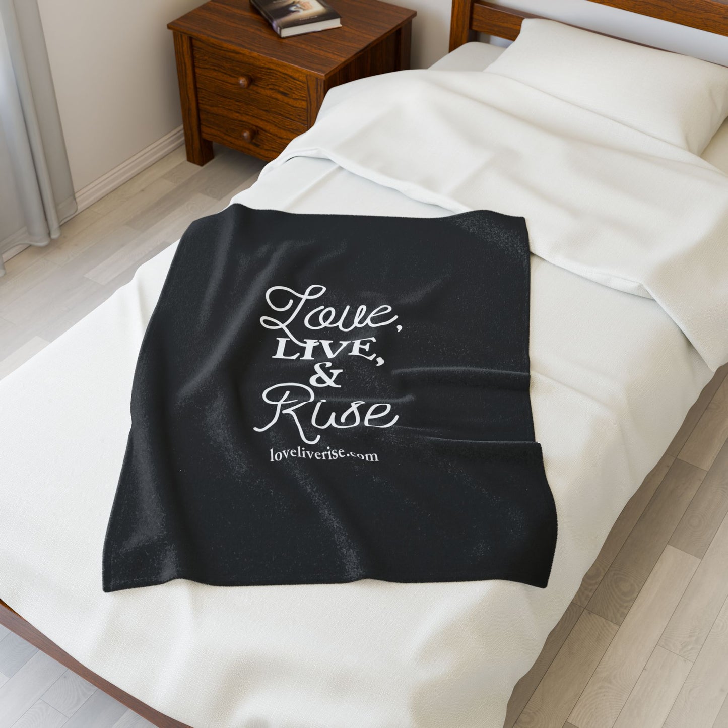 Cozy Inspirational Velveteen Plush Blanket, Soft Throw for Living Room, Motivational Gift, Home Decor, Love Live Rise