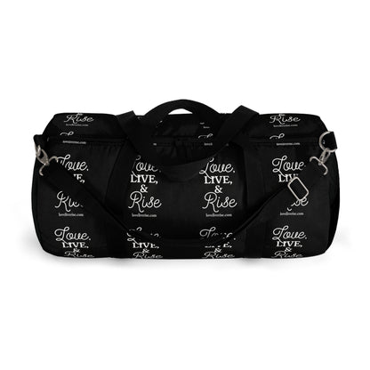 Inspirational Duffel Bag - Love Live & Rise, Gym Bag, Weekend Getaway Bag, Travel Bag, Workout Tote, Motivational Gift