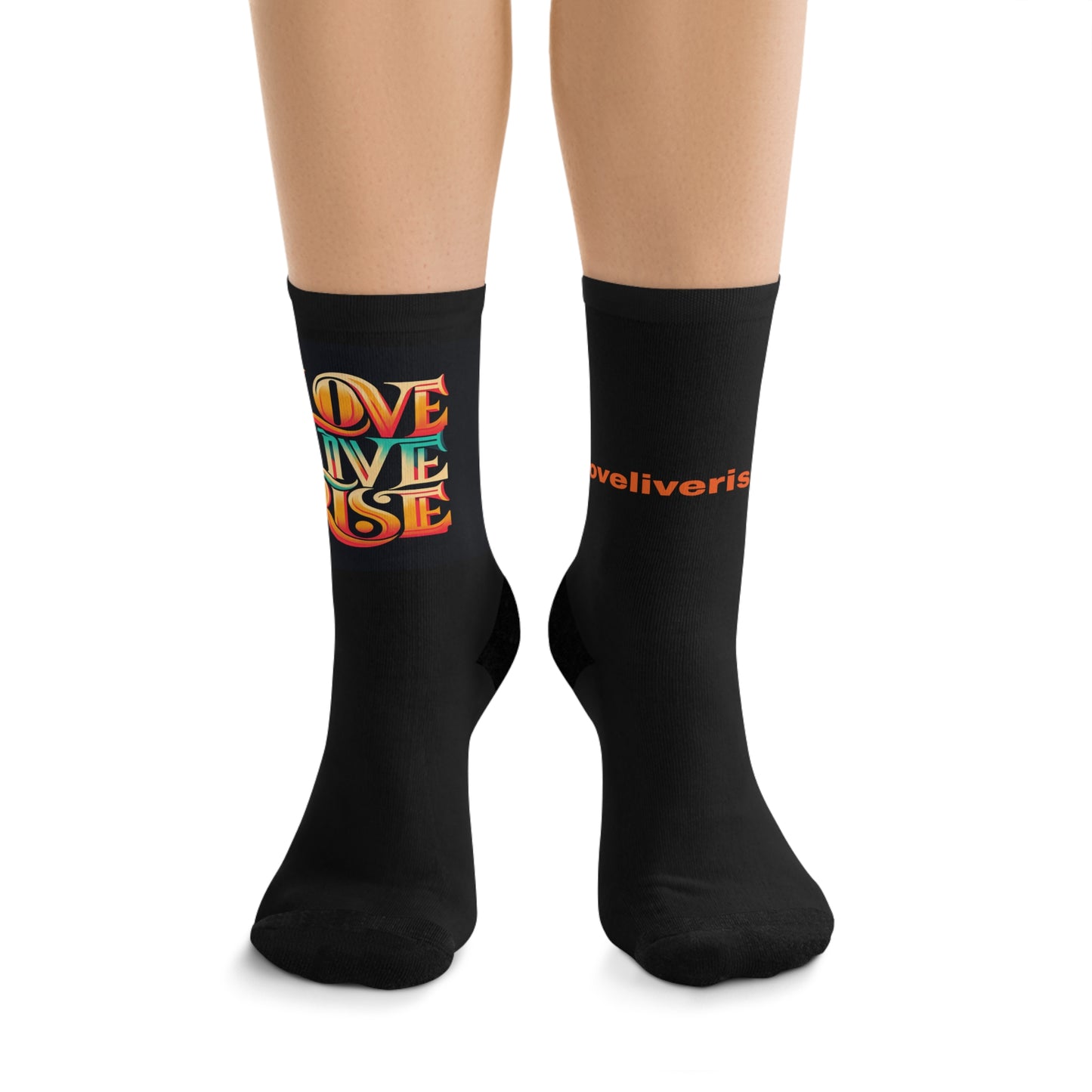 Colorful Recycled Poly Socks with Positive Vibes, Eco-friendly Gifts for Friends, Love Themed Socks, Sustainable Fashion Accessories, [...]